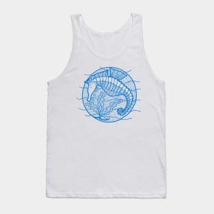 Seahorse graphic in blue ink Tank Top